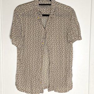 All Saints Musical Note Short Sleeve Button Down